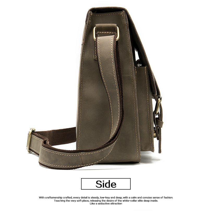 Title 9, Retro Crazy Horse Leather Mens Crossbody Shoul...