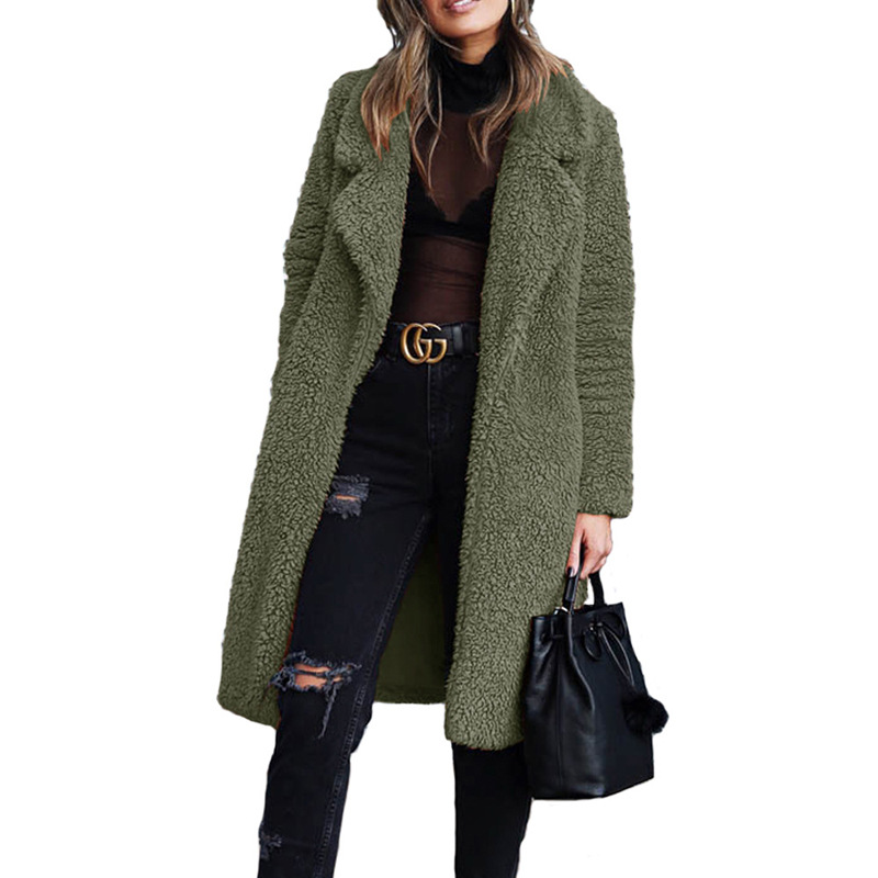 Title 10, Long sleeve lapel lamb wool coat provides warmt...