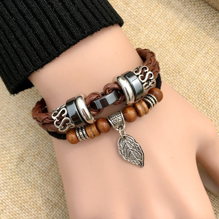 Title 2, Cross stud braided leather bracelet a stylish a...