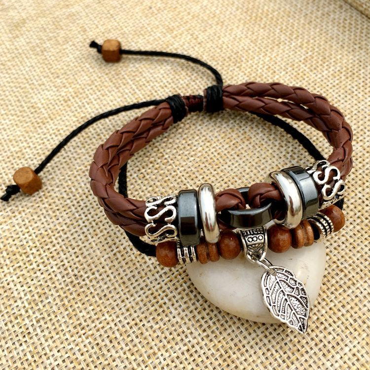 Title 1, Cross stud braided leather bracelet a stylish a...