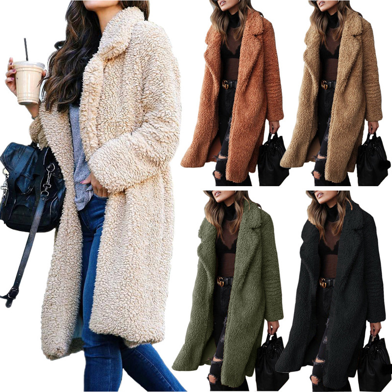 Title 1, Long sleeve lapel lamb wool coat provides warmt...