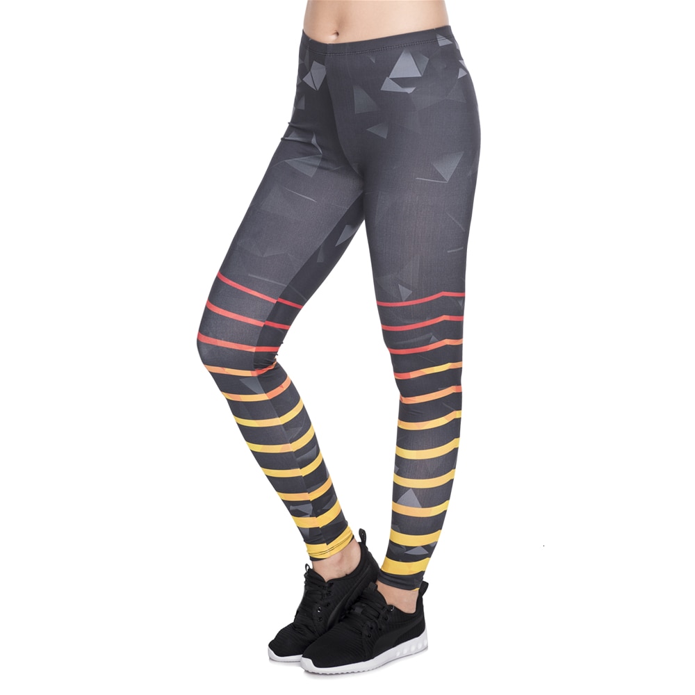 Title 2, Leggings de yoga capri estampadas com listras p...