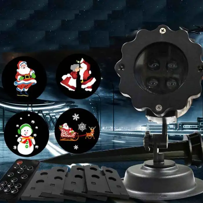 Outdoor LED Christmas Projector Light, Holiday Projector with 4 or 12 Slides and Remote (US Plug) - detail photo 1