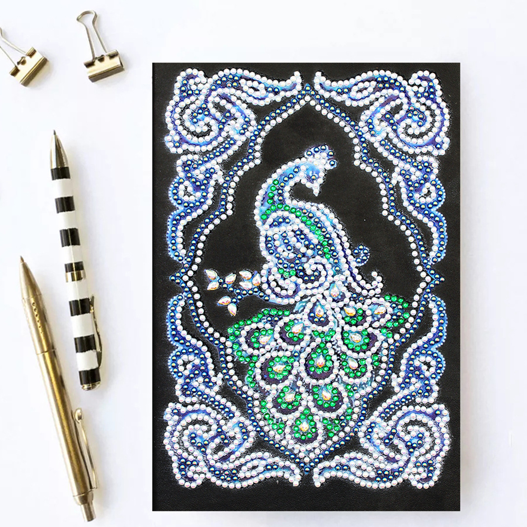 Title 3, Peacock Beauty Journal Notebook Diamond Paintin...