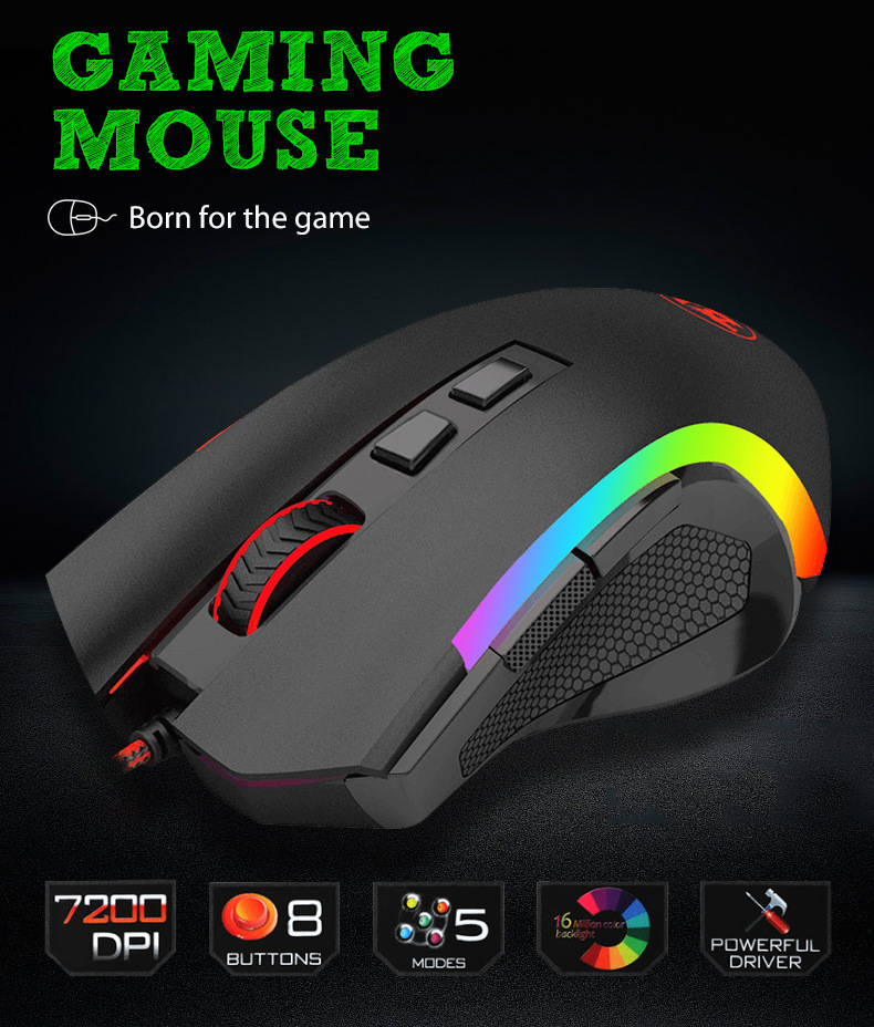 Title 1, Redragon M607 Wired Gaming Mouse delivers preci...