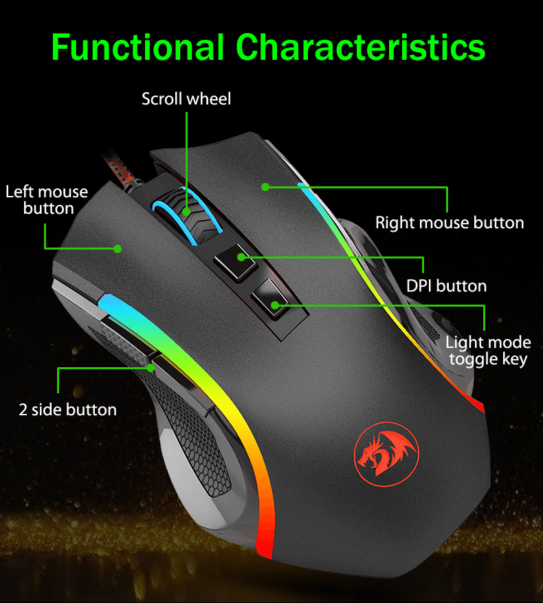 Title 4, Redragon M607 Wired Gaming Mouse delivers preci...