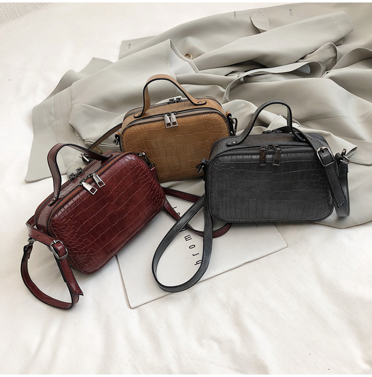 Title 13, Small Square Bag Simple Double Zip Shoulder Bag