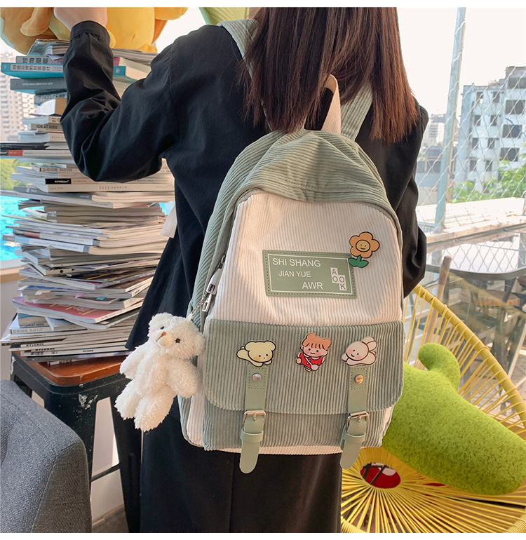 Title 1, Student Backpack Cute Soft Girl Corduroy Large ...