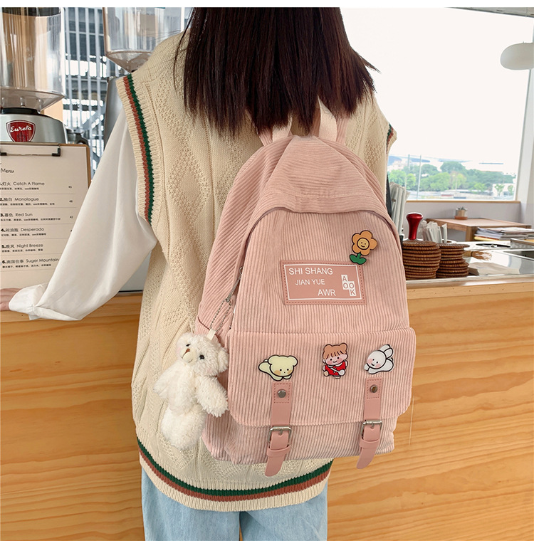 Title 5, Student Backpack Cute Soft Girl Corduroy Large ...