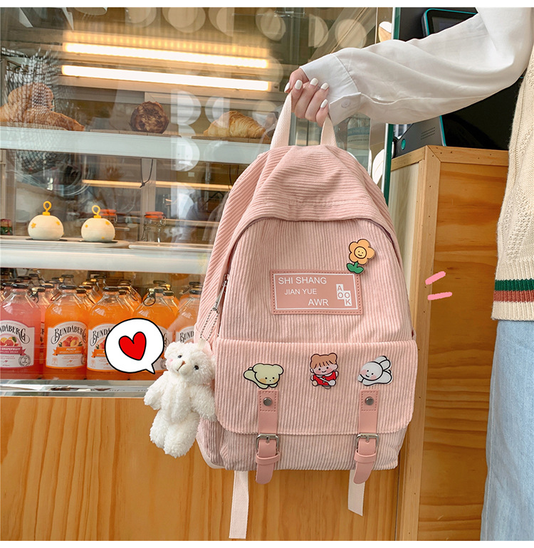 Title 8, Student Backpack Cute Soft Girl Corduroy Large ...