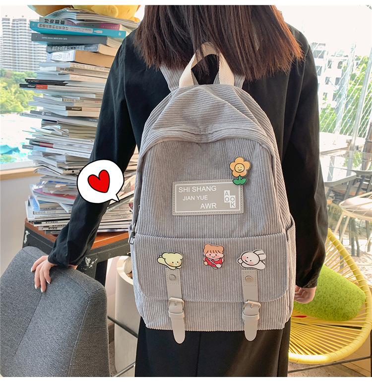 Title 10, Student Backpack Cute Soft Girl Corduroy Large ...