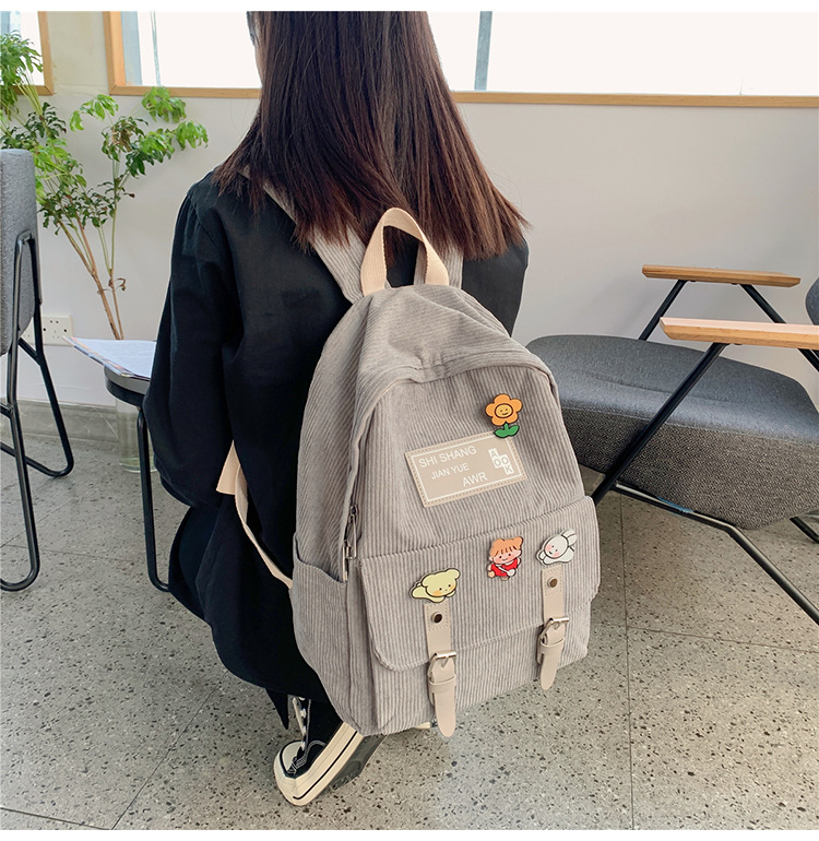 Title 12, Student Backpack Cute Soft Girl Corduroy Large ...