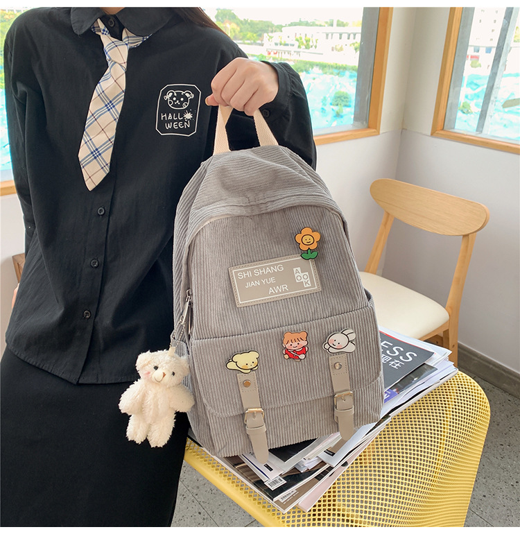 Title 13, Student Backpack Cute Soft Girl Corduroy Large ...