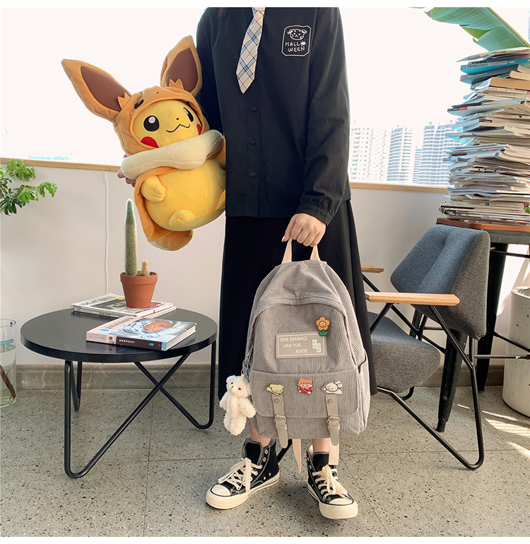 Title 14, Student Backpack Cute Soft Girl Corduroy Large ...