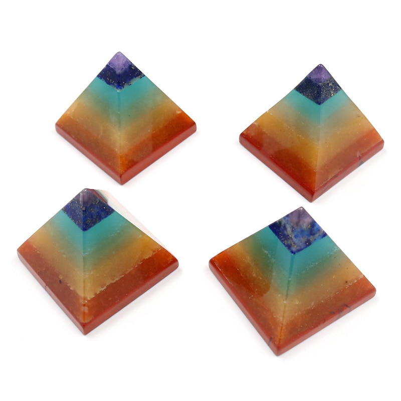 Title 2, Natural crystal stone colorful chakra pyramid