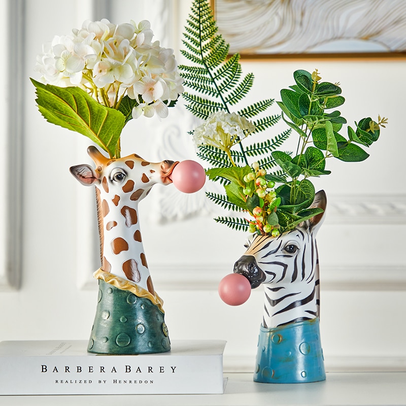 Resin Cartoon Animal Head Vase - Image 3