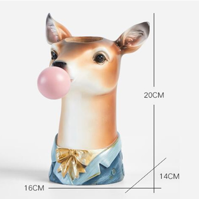 Resin Cartoon Animal Head Vase - Image 6