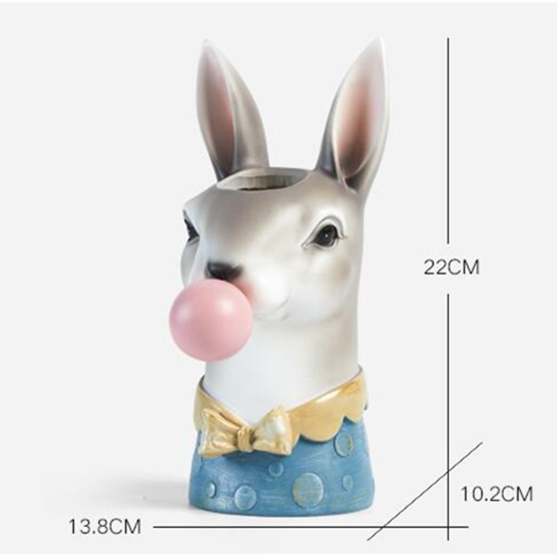 Resin Cartoon Animal Head Vase - Image 8