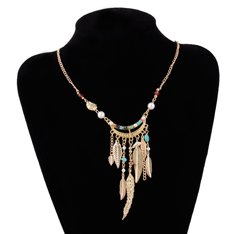 Title 6, Long Sweater Chain Tassel Leaf Pendant