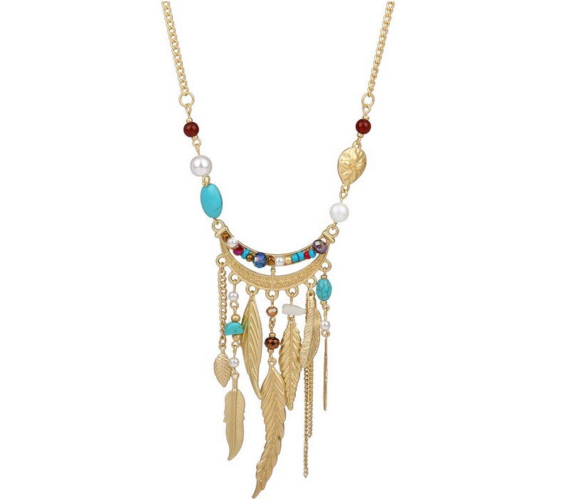 Title 7, Long Sweater Chain Tassel Leaf Pendant