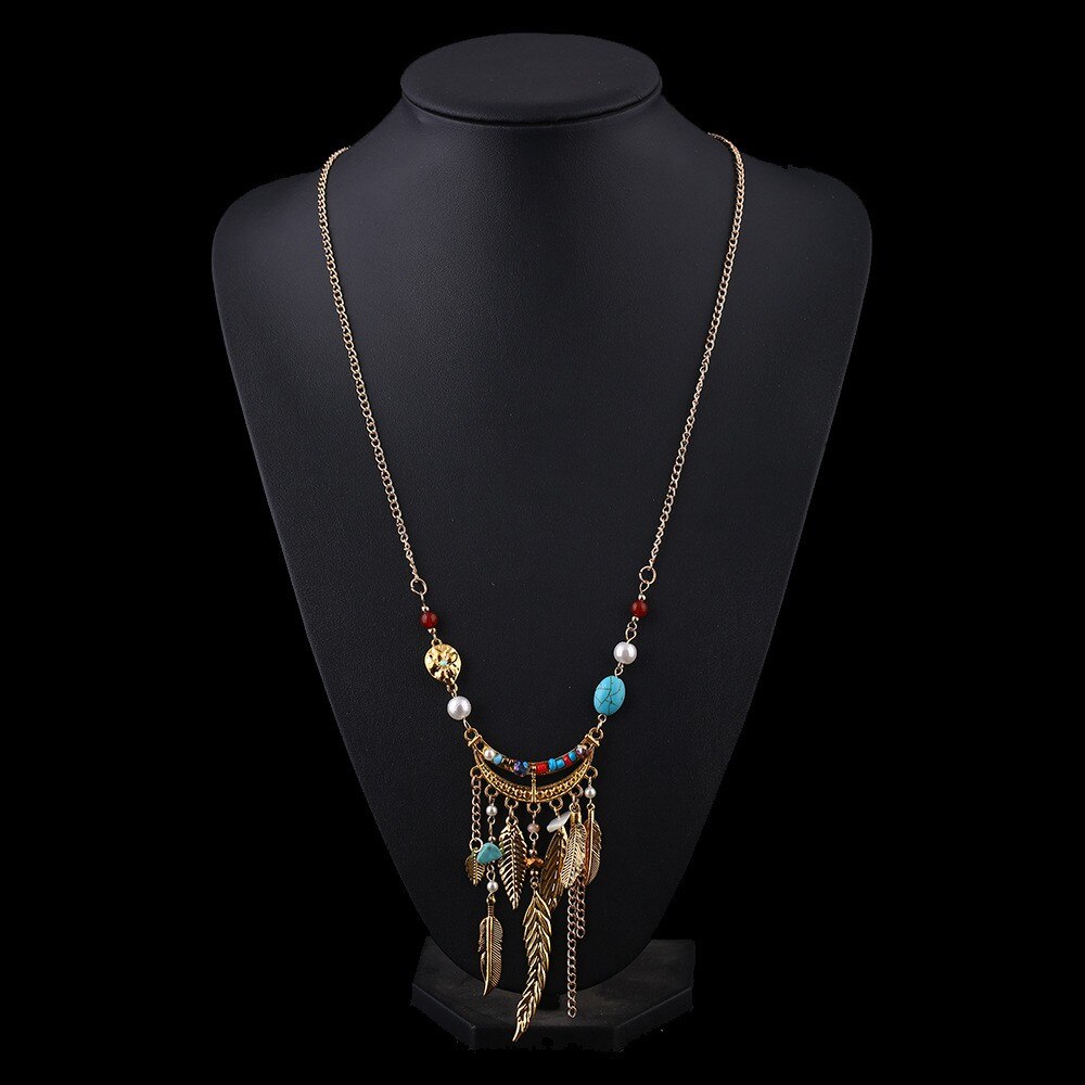 Title 10, Long Sweater Chain Tassel Leaf Pendant