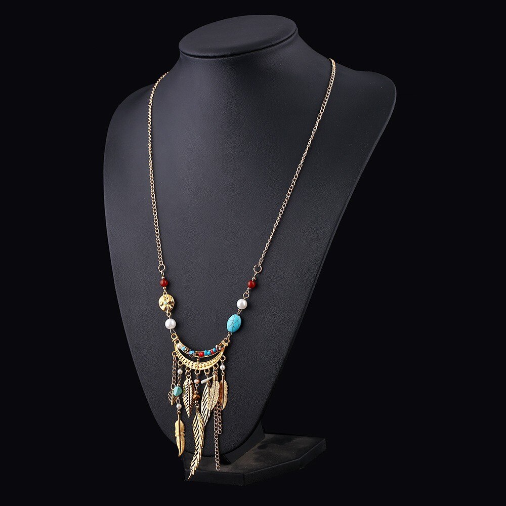 Title 11, Long Sweater Chain Tassel Leaf Pendant