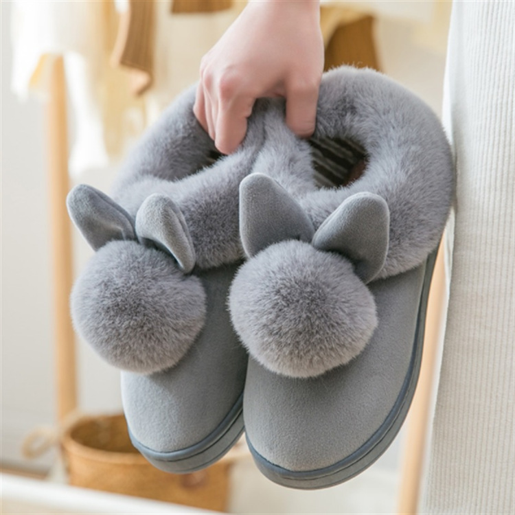 Title 5, Womens rabbit slip-on cotton slippers. Soft, c...