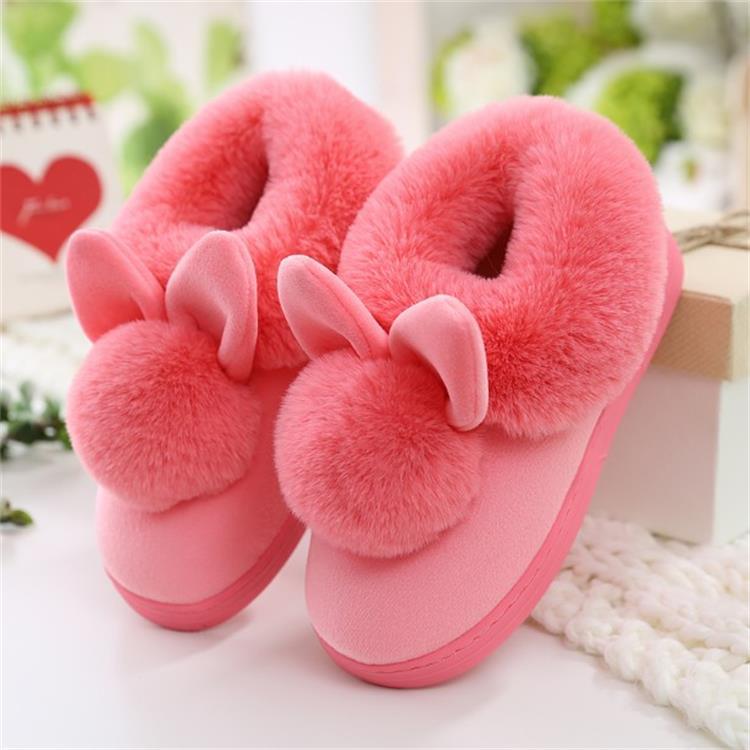 Title 6, Womens rabbit slip-on cotton slippers. Soft, c...