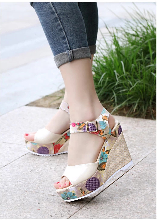 Title 16, Floral high heel women sandals Elegant and styl...