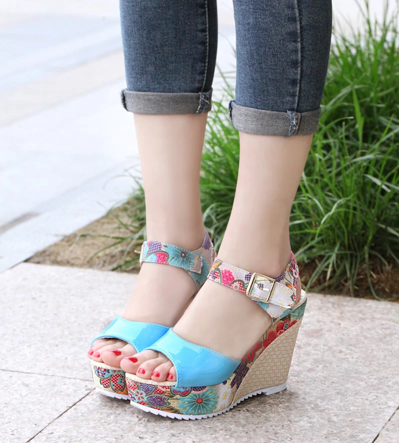 Title 20, Floral high heel women sandals Elegant and styl...