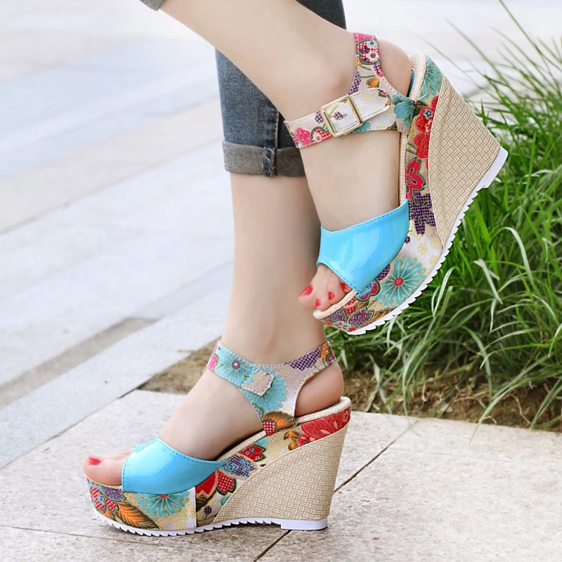 Title 25, Floral high heel women sandals Elegant and styl...