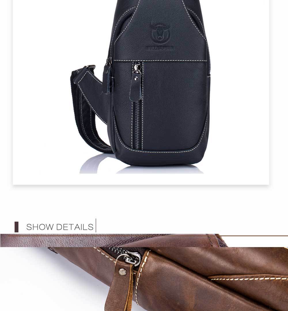 Title 13, Heren leren schoudertas crossbody borsttas, sti...