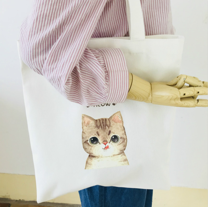 Title 1, Dames canvas tas met kattenmeisje print, perfec...