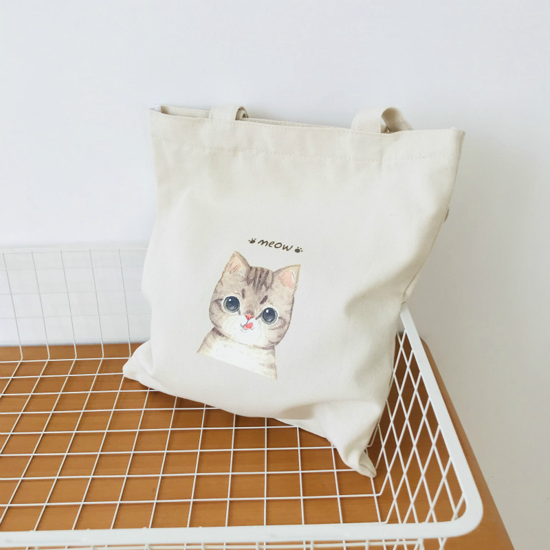 Title 12, Dames canvas tas met kattenmeisje print, perfec...