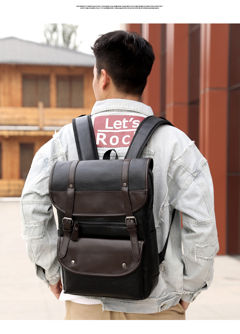 Title 5, PU-Leder-Rucksack für Studenten, robust und sti...