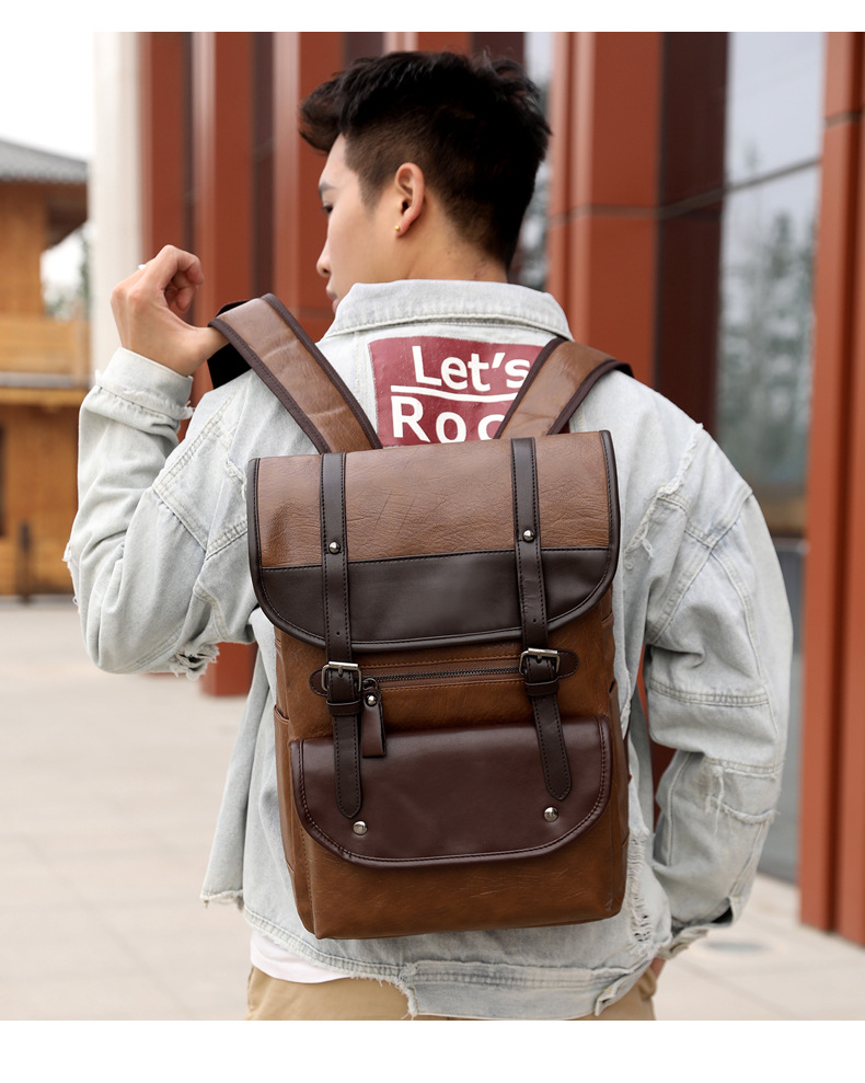 Title 7, PU-Leder-Rucksack für Studenten, robust und sti...