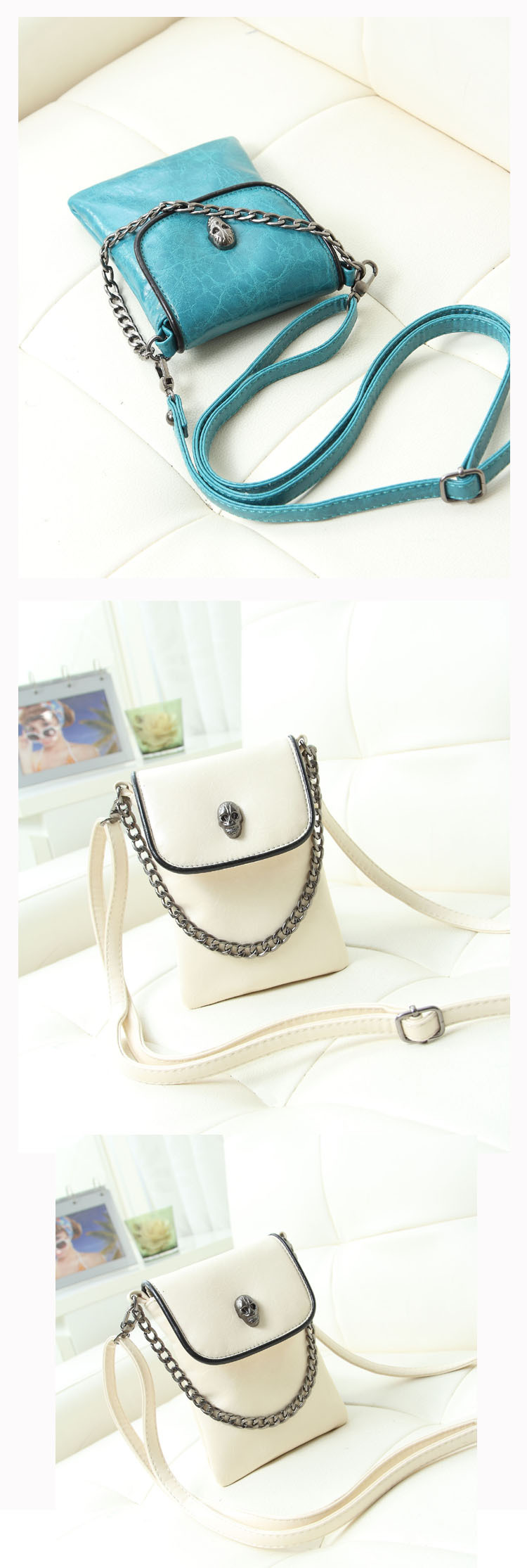 Title 2, Fashion skull small bag chain diagonal coin pur...