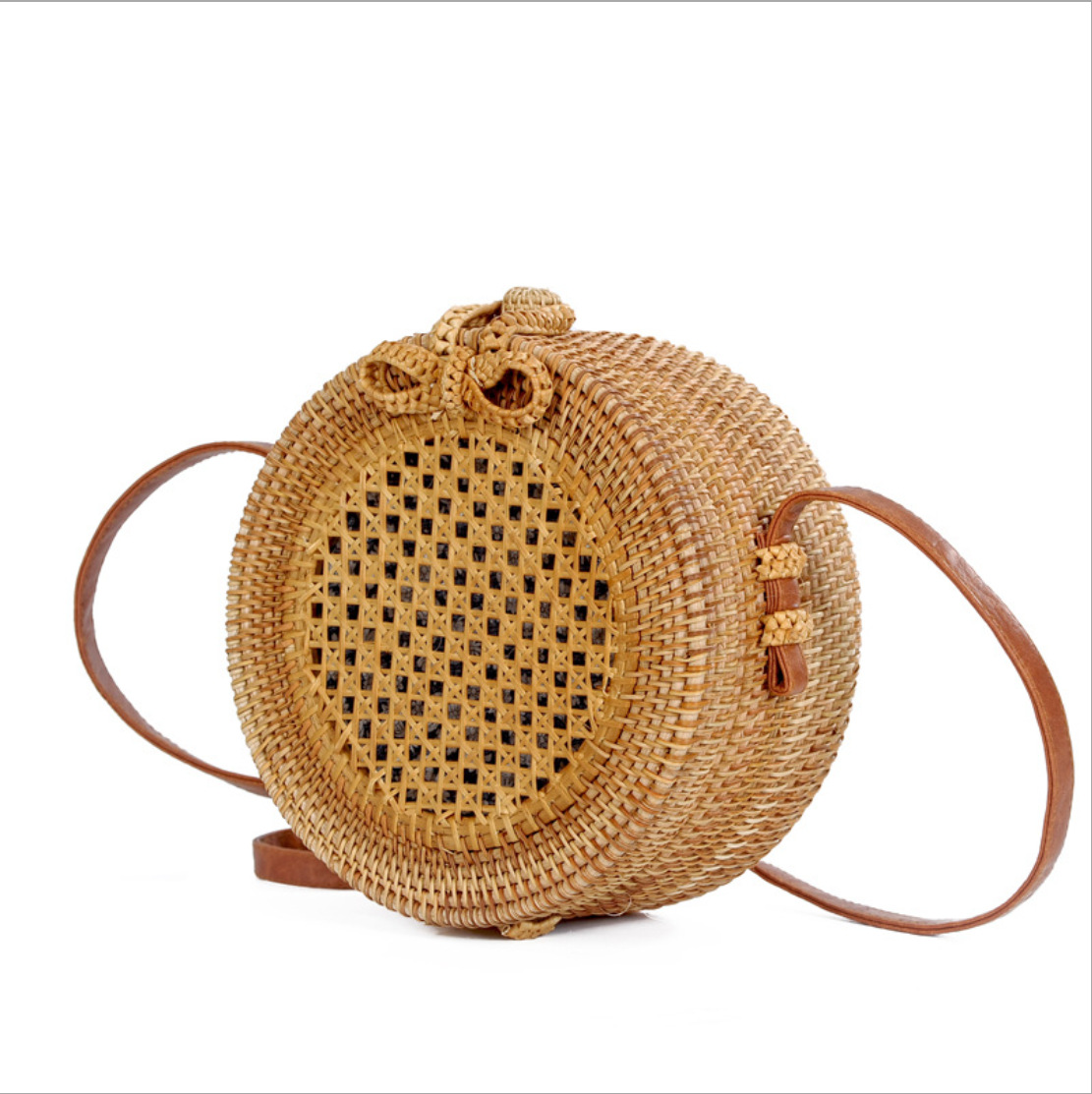 Title 2, Teng Xuan Rattan mesh beach bag, round crossbod...