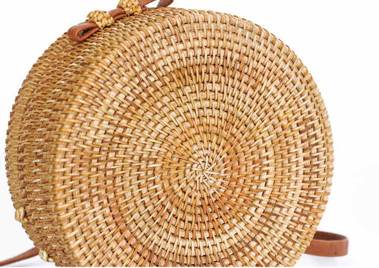 Title 6, Teng Xuan Rattan mesh beach bag, round crossbod...