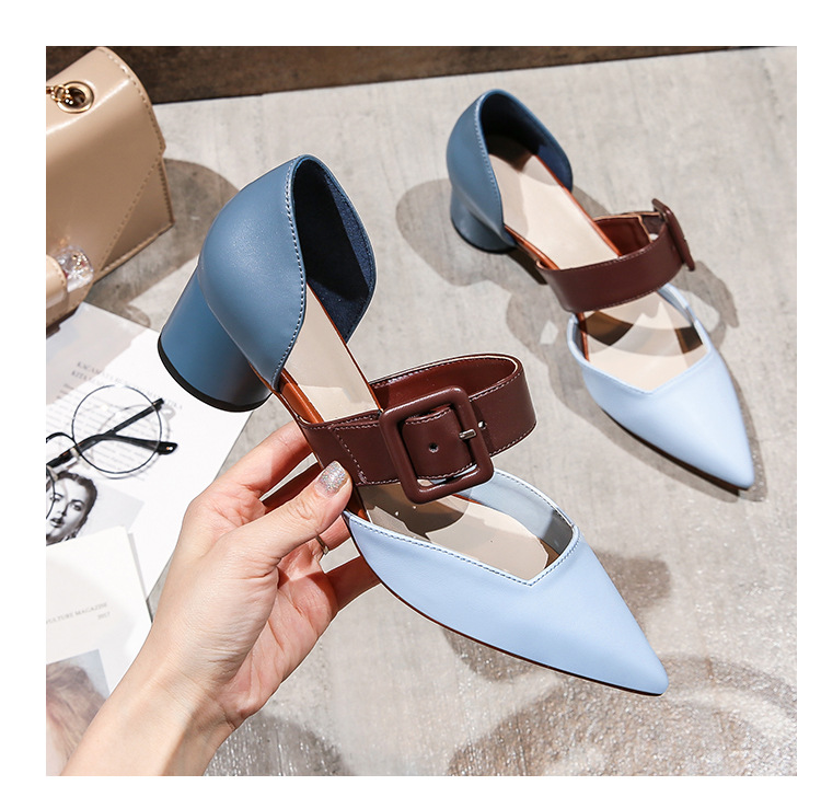 Title 11, Casual Korean Fashion Square Buckle Colorblock ...