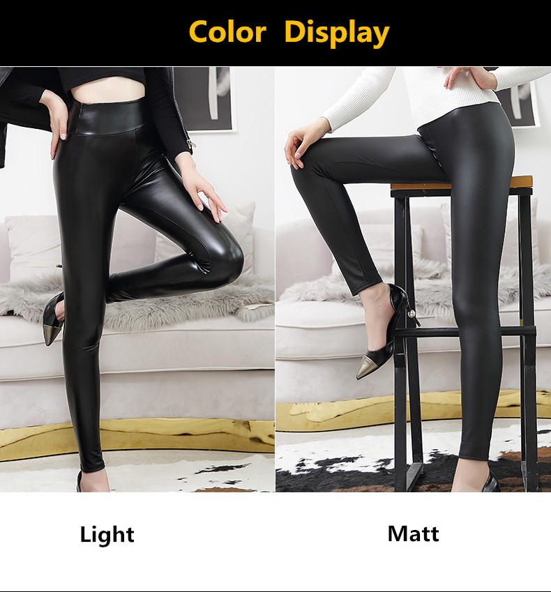 Title 5, Hohe Taille Leder Leggings für Damen, figurbeto...