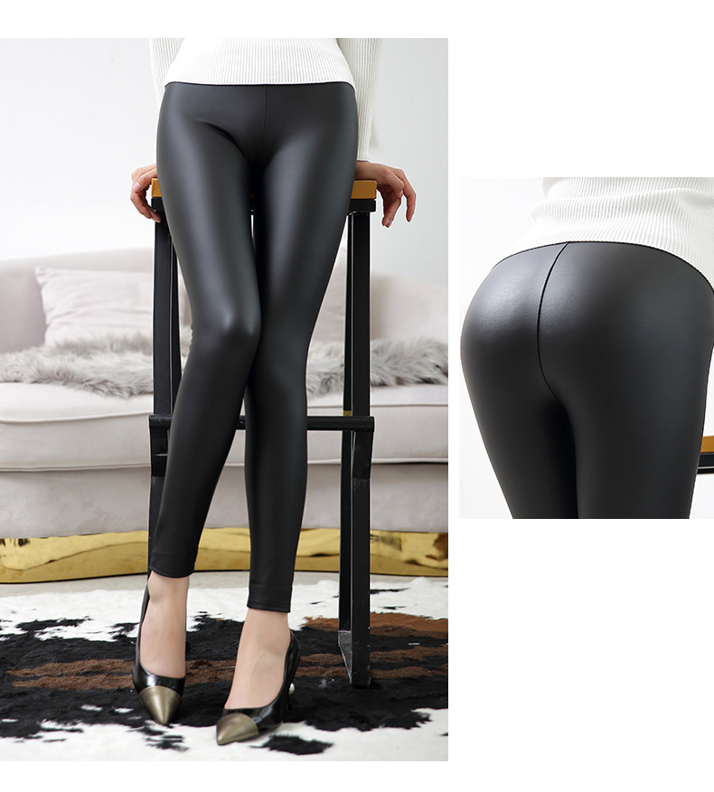 Title 13, Hohe Taille Leder Leggings für Damen, figurbeto...