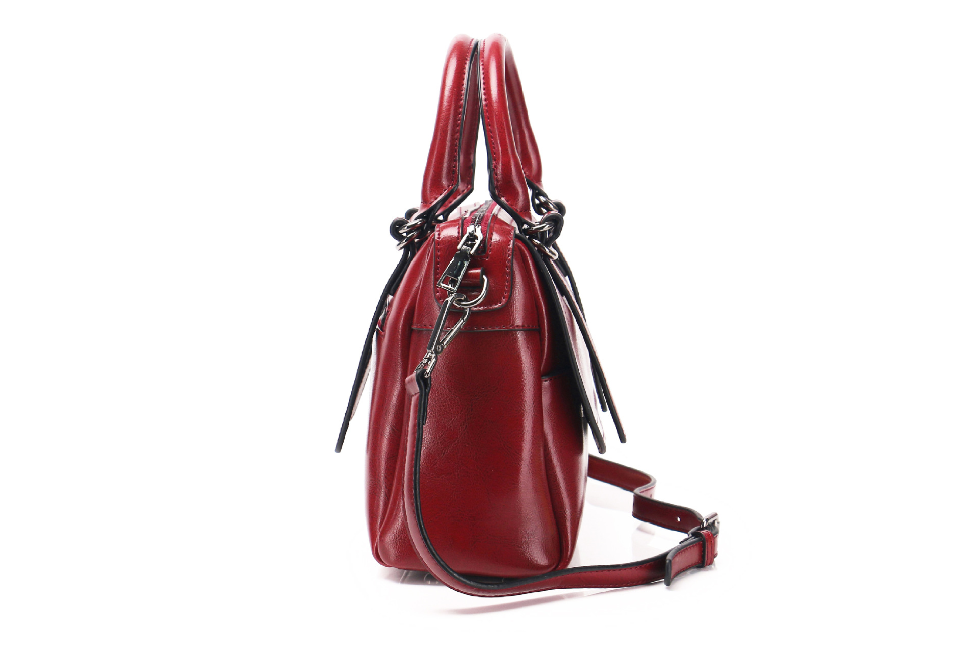 Title 4, New style oil wax leather portable shoulder bag...