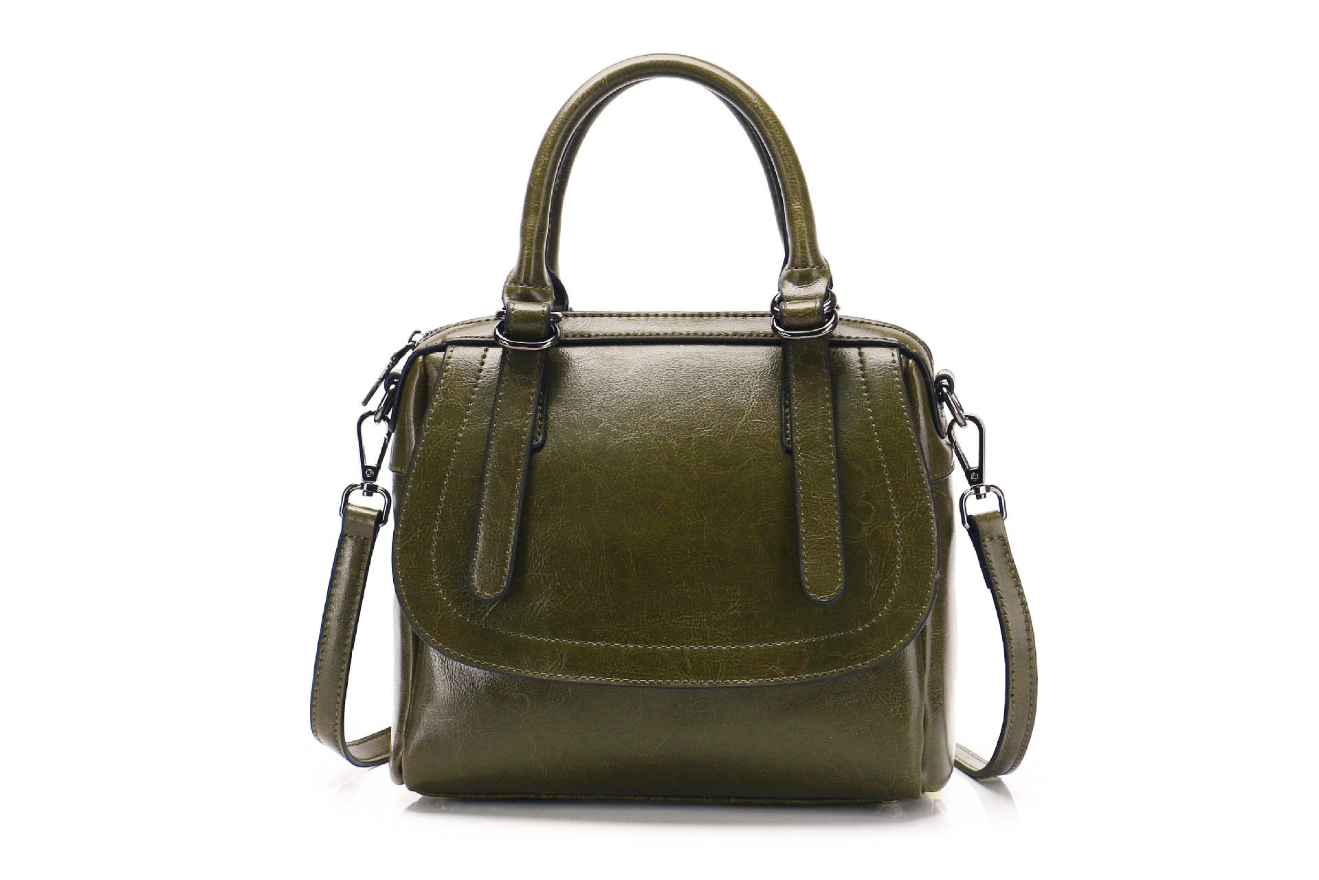 Title 8, New style oil wax leather portable shoulder bag...