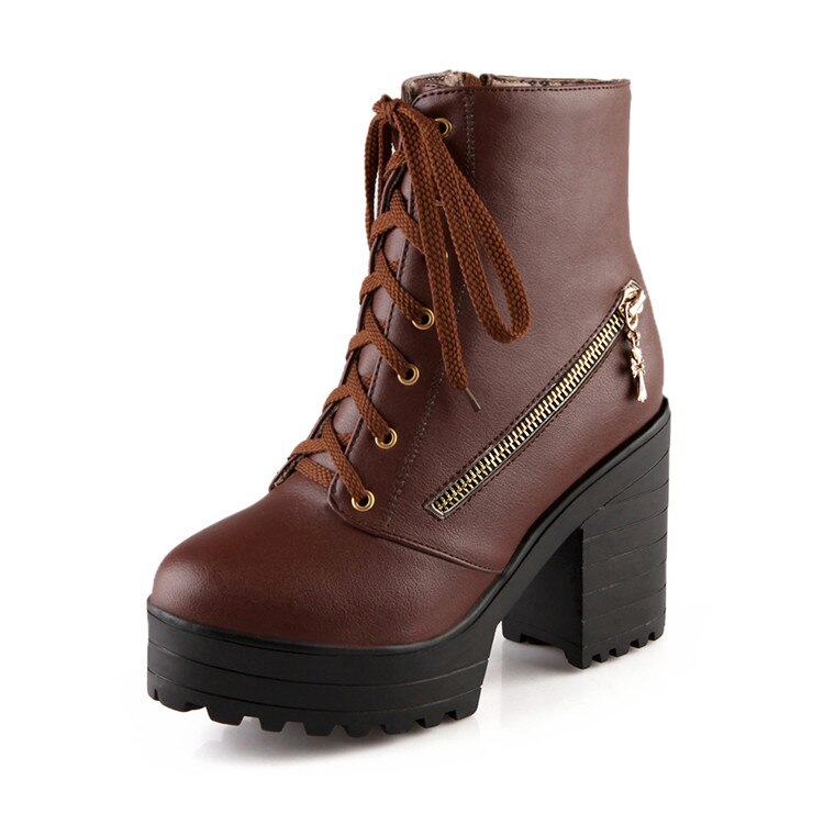 Title 5, High-heeled British retro Martin boots for wome...