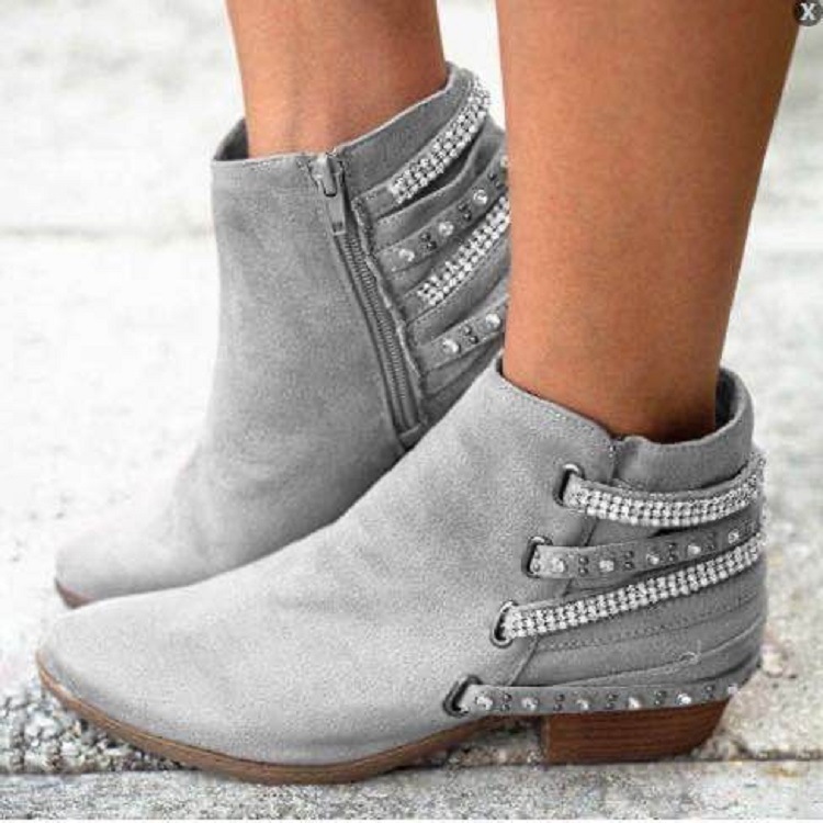 Title 5, Womens Short Boots Round Head Back Bandage