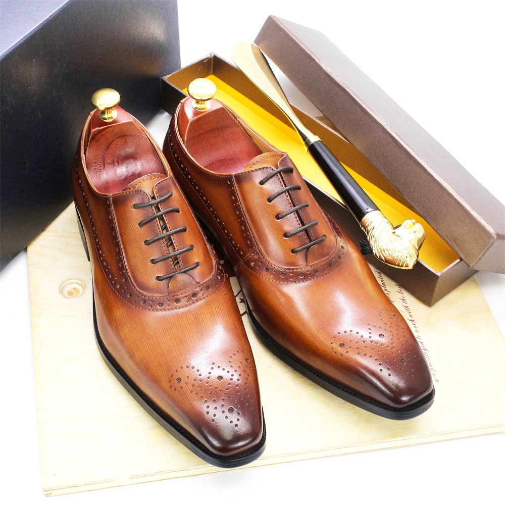 Title 3, Chaussures daffaires pour hommes en cuir de va...