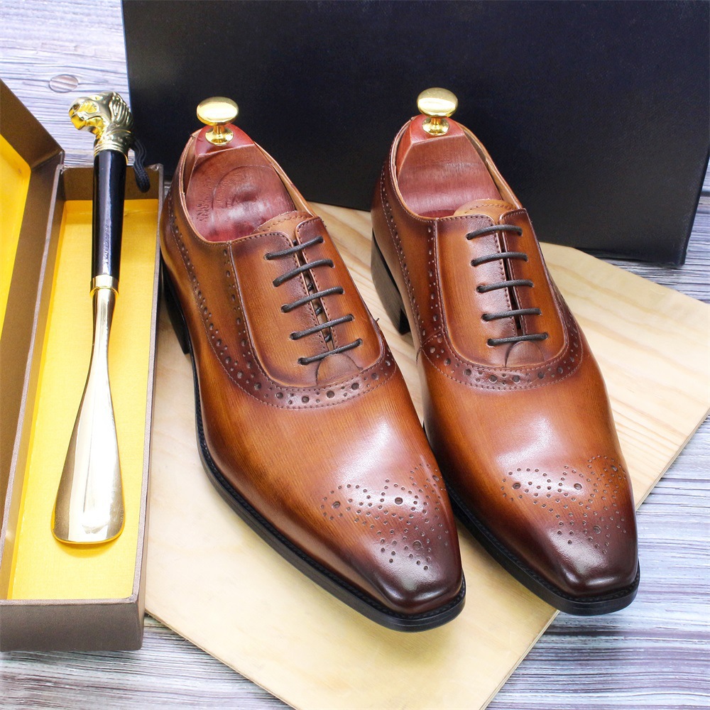 Title 4, Chaussures daffaires pour hommes en cuir de va...