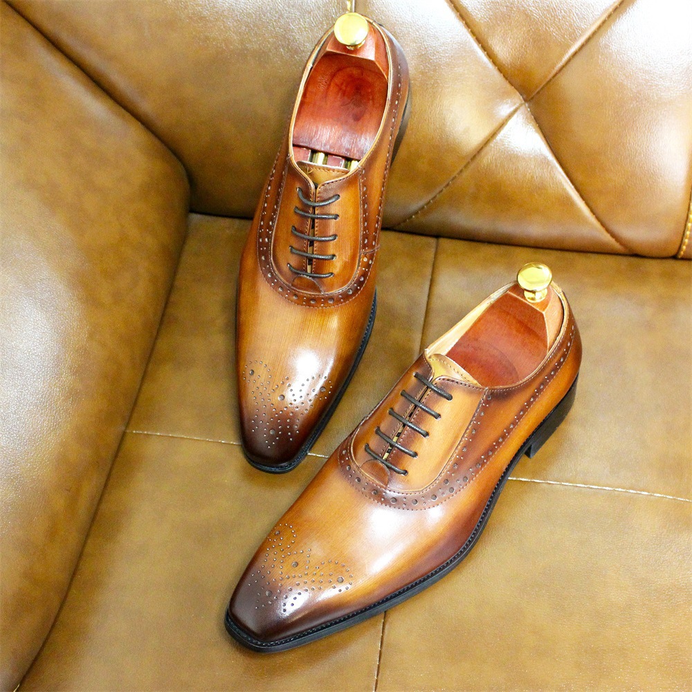 Title 5, Chaussures daffaires pour hommes en cuir de va...