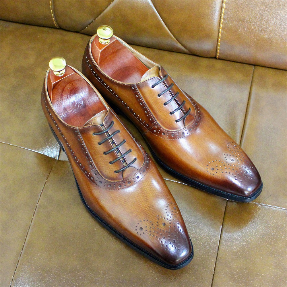 Title 7, Chaussures daffaires pour hommes en cuir de va...